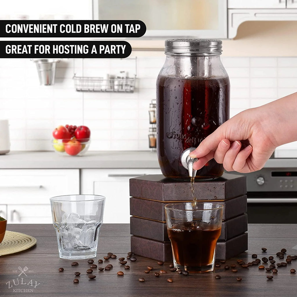 Zulay Kitchen 1 Gallon Cold Brew Coffee Maker with Glass Pitcher and Steel Filter S311521