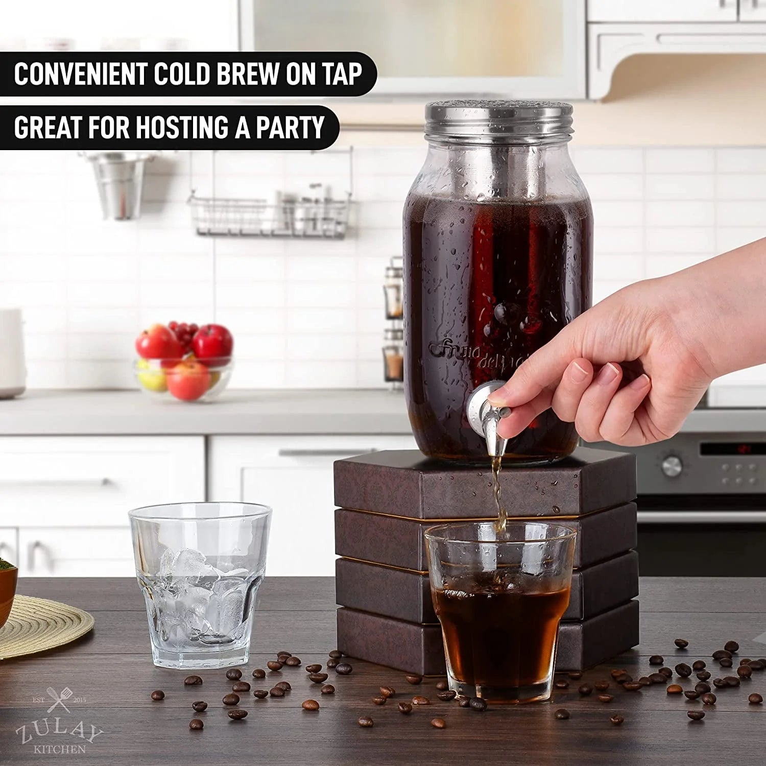 Zulay Kitchen 1 Gallon Cold Brew Coffee Maker with Glass Pitcher and Steel Filter S311521