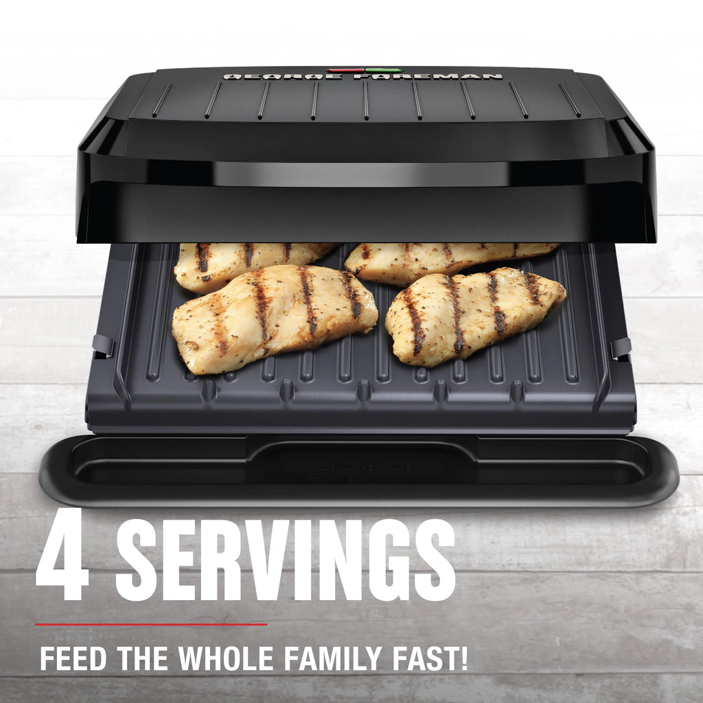 George Foreman 4-Serving Removable Plate Grill and Panini, Black F8253