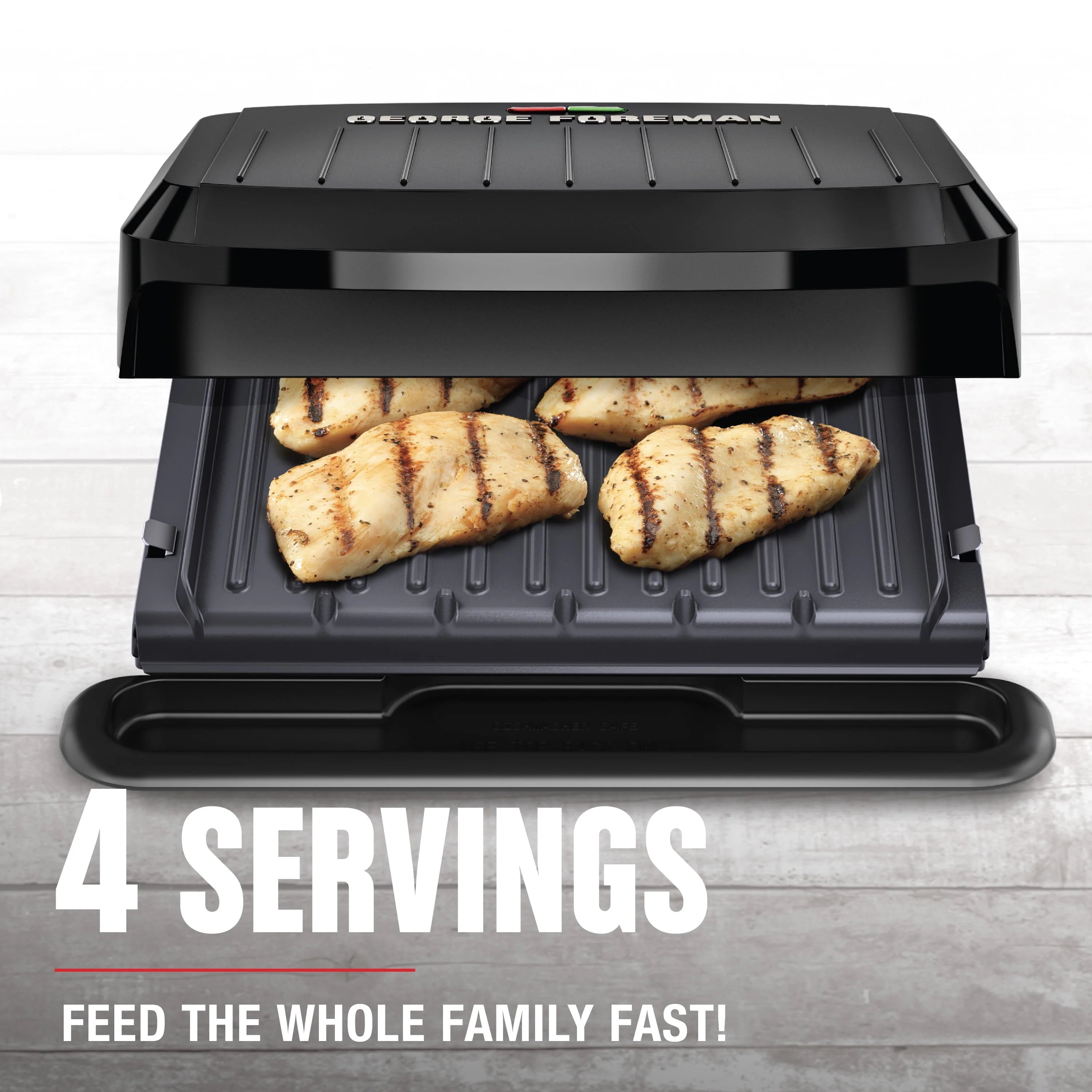 George Foreman 4-Serving Removable Plate Grill and Panini, Black F8253