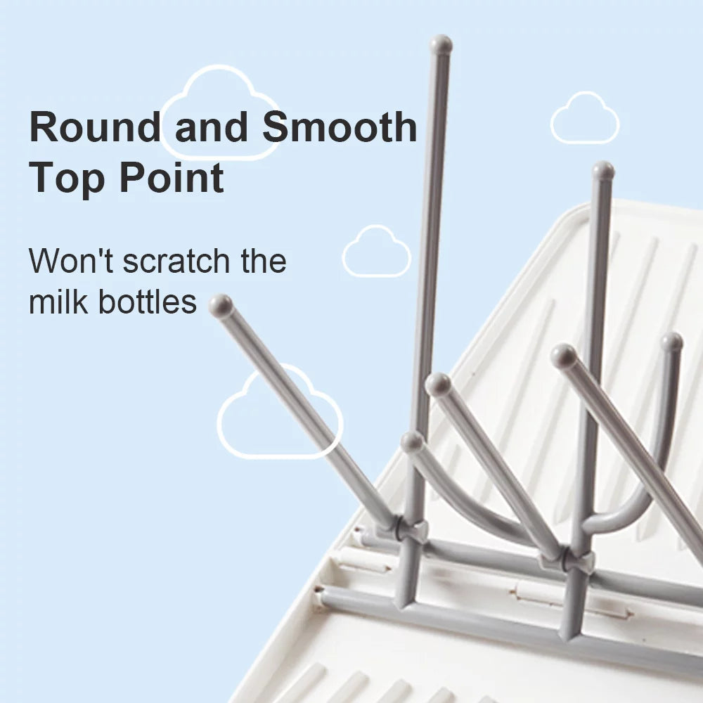 Dcenta Foldable Bottle Drying Rack with Tray for Bottles and Accessories T80324