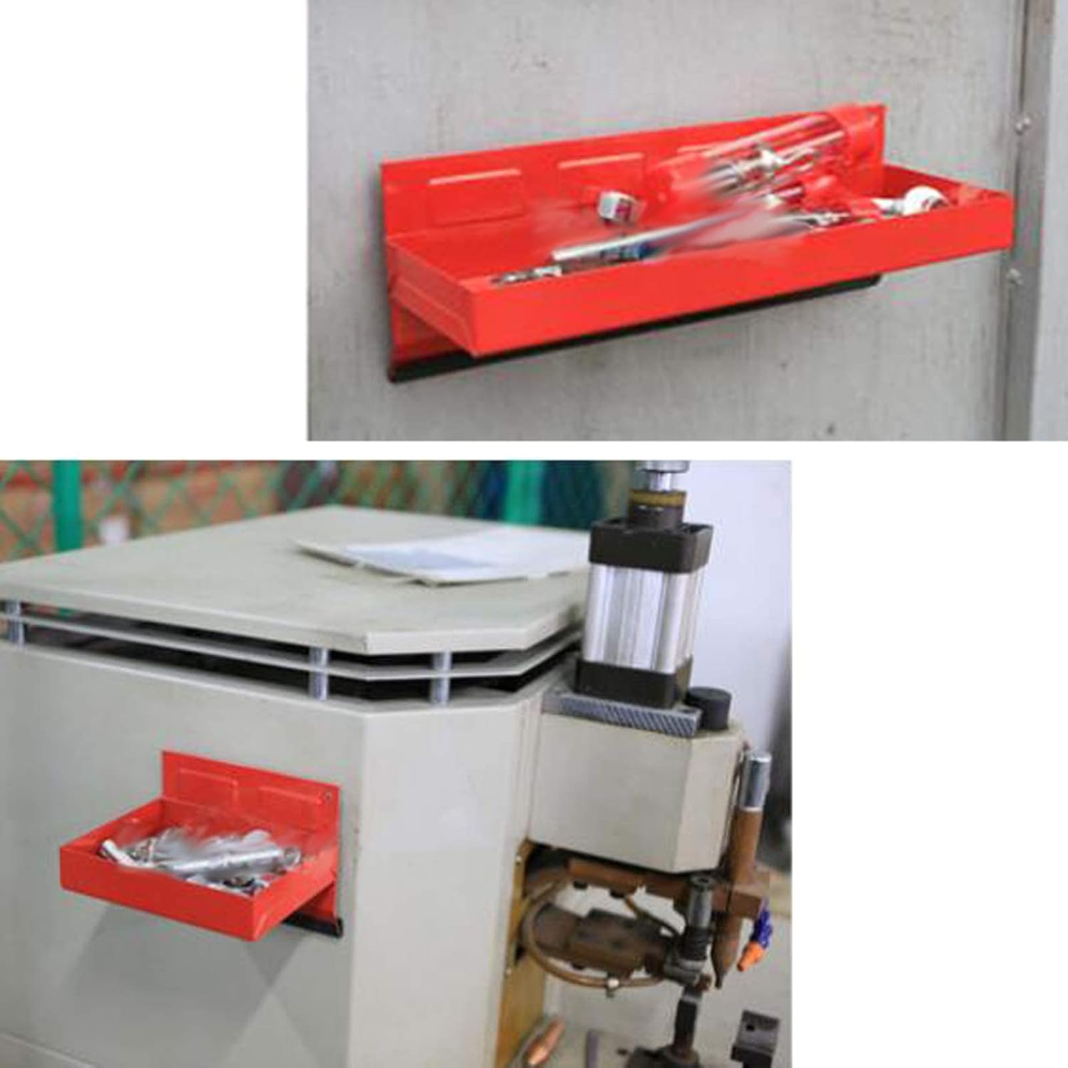 Magnetic Shelf 4-Pcs Set Red Magnetic Tool Trays Metal Tool Box K1689
