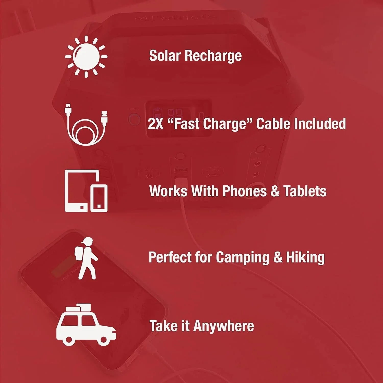 4Patriots Patriot Power Sidekick Solar Generator 300Wh Portable Power Station with 40W Solar Panel L604162