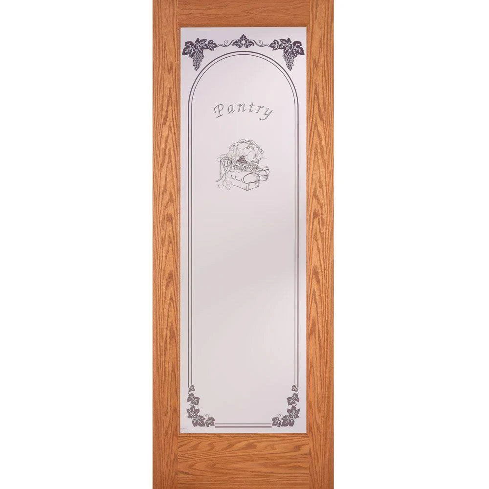 Feather River Doors 28 in. x 80 in. Pantry Woodgrain 1 Lite Unfinished Oak Interior Door Slab, Red Oak- Ready to Stain