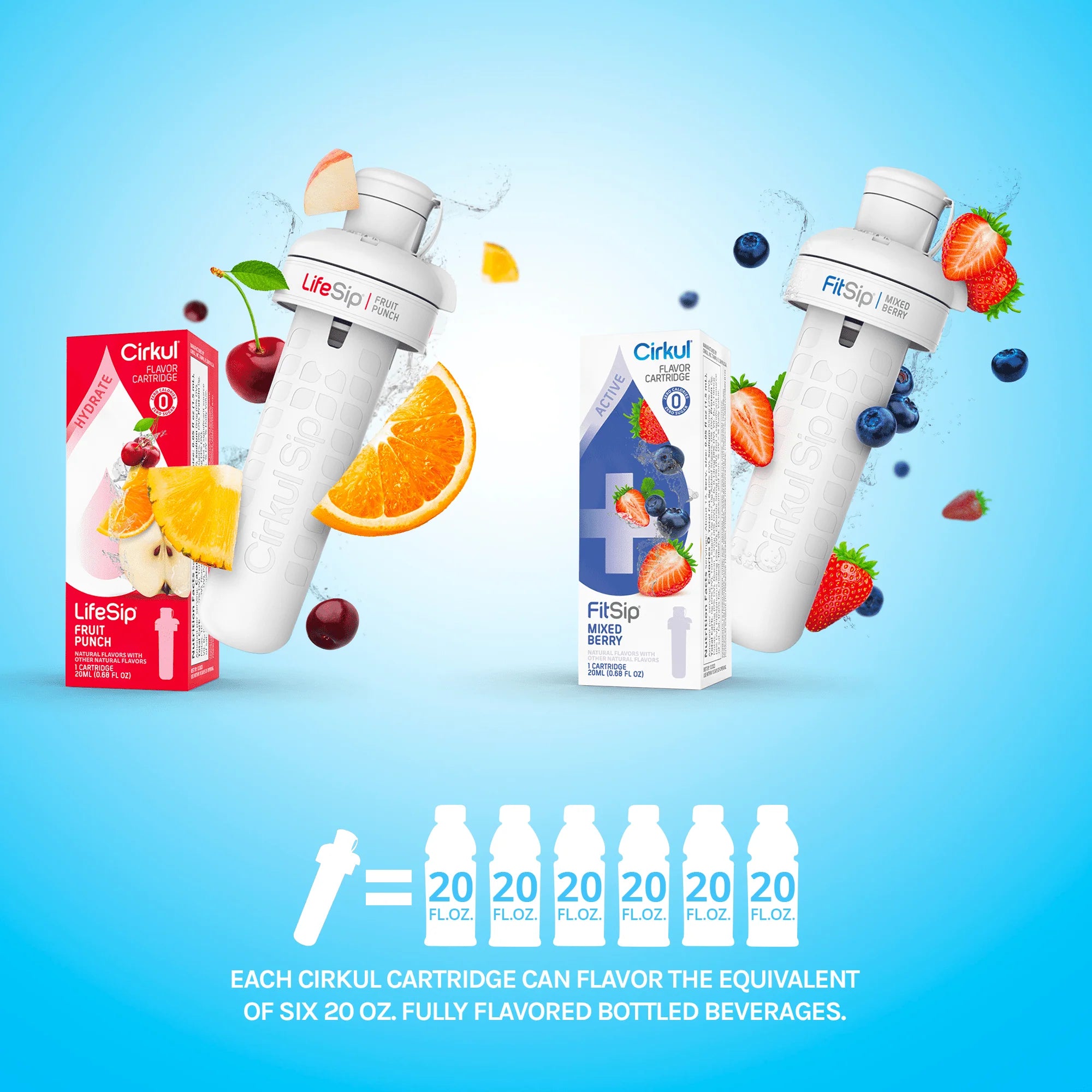 Cirkul 22oz Plastic Water Bottle Starter Kit with 2 Flavor Cartridges Z916327