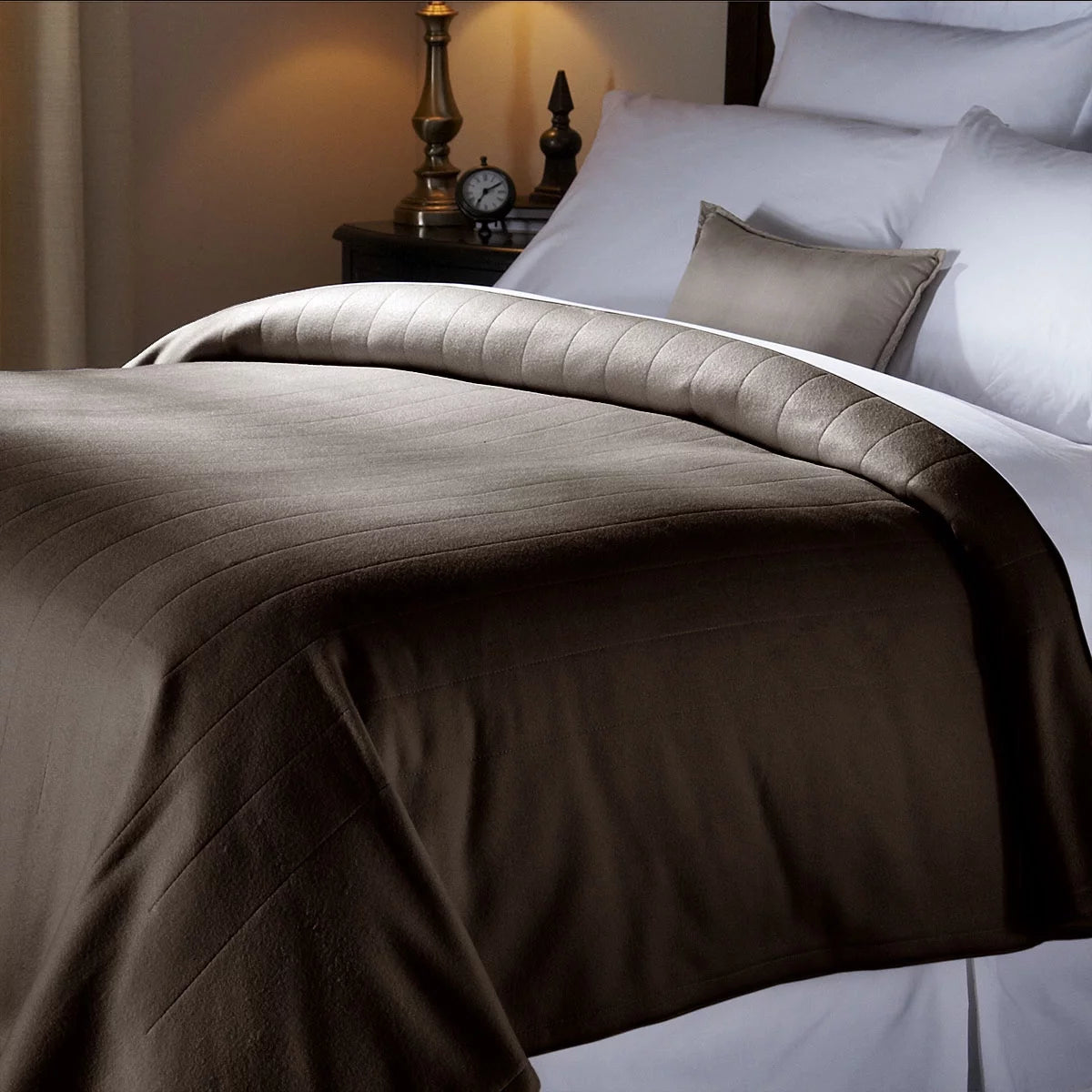 Sunbeam Electric Heated Fleece Channeled Blanket Twin Newport Blue G82038