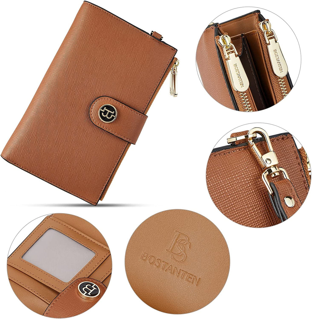 BOSTANTEN Women's Leather RFID Blocking Wallet with Phone Holder Z907