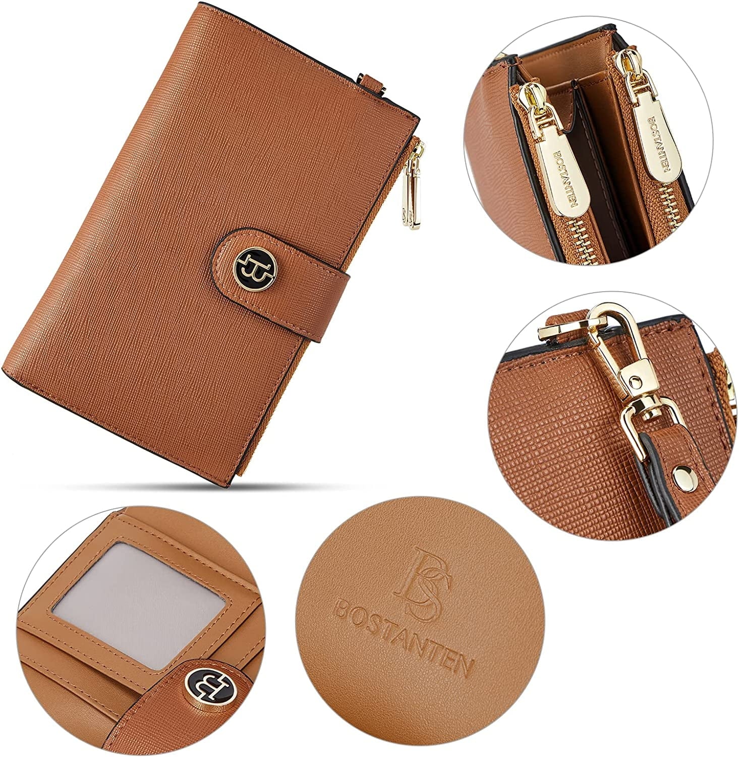 BOSTANTEN Women's Leather RFID Blocking Wallet with Phone Holder Z907