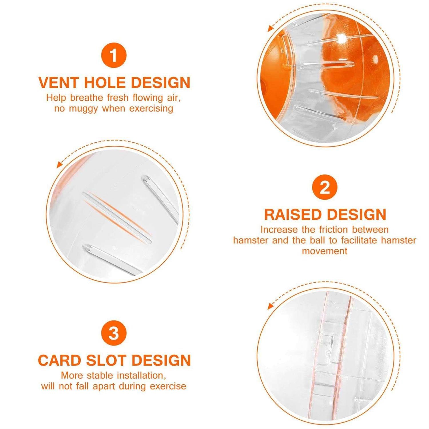 CHUQIANTONG Hamster Exercise Ball Transparent Silent Wheel for Small Animals W523