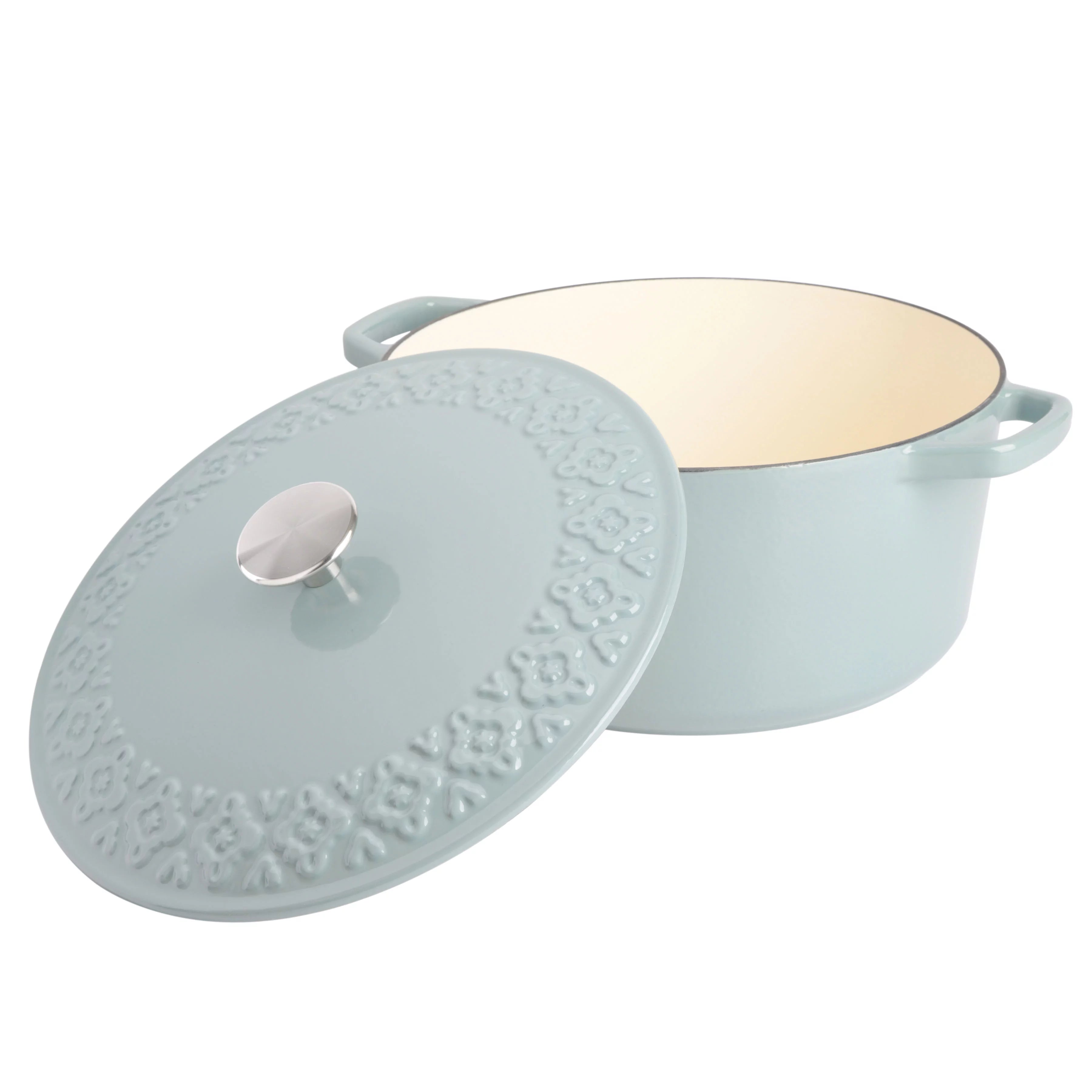 Spice by Tia Mowry Savory Saffron 6-Quart Cast Iron Dutch Oven, Aqua Blue K348