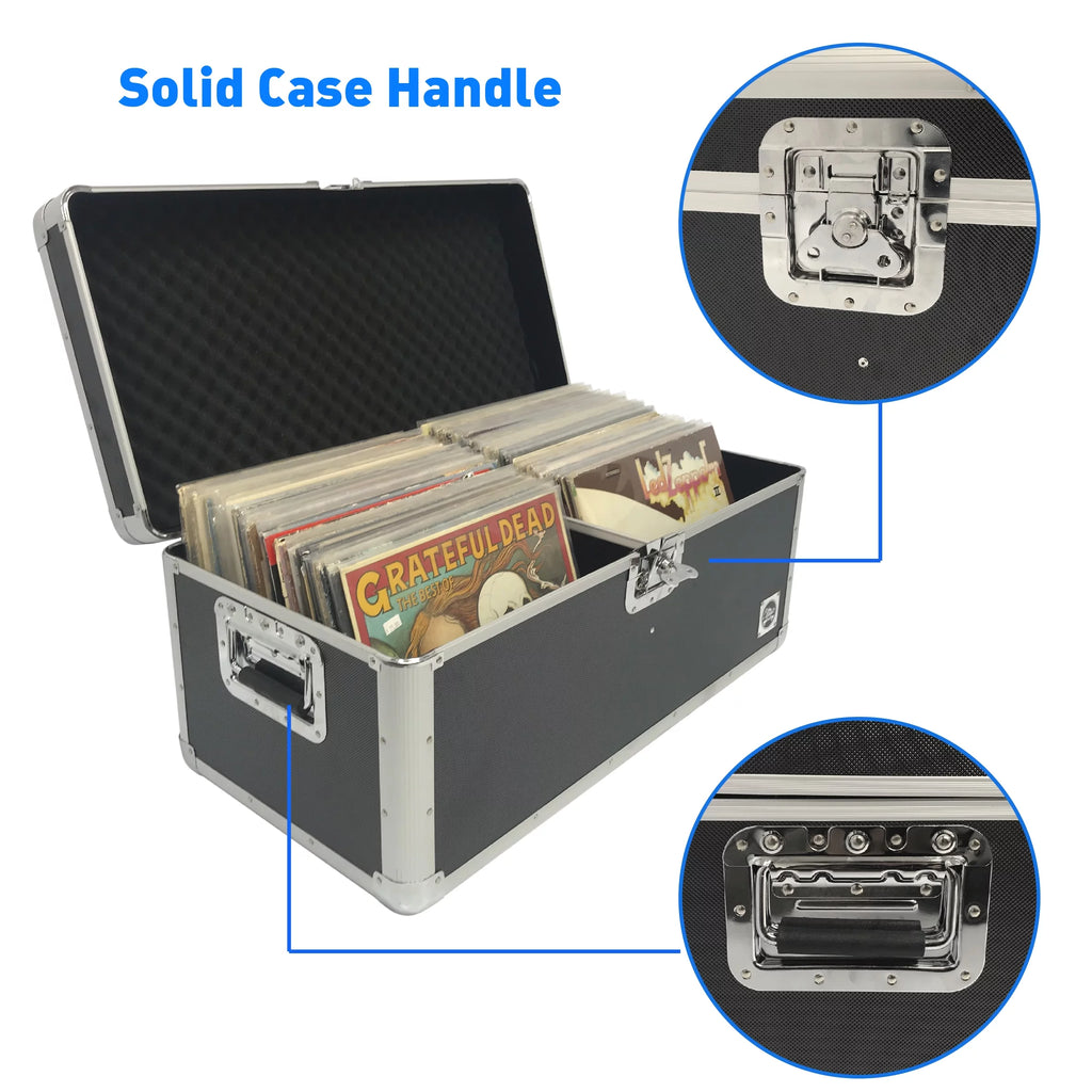 Classic Acts Vinyl Record Album Storage Case – Aluminum LP Crate, Holds 150 Records H60020