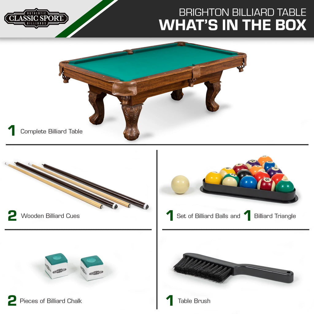 Classic Sports Brighton 87 Billiard Pool Table, Tan G11980