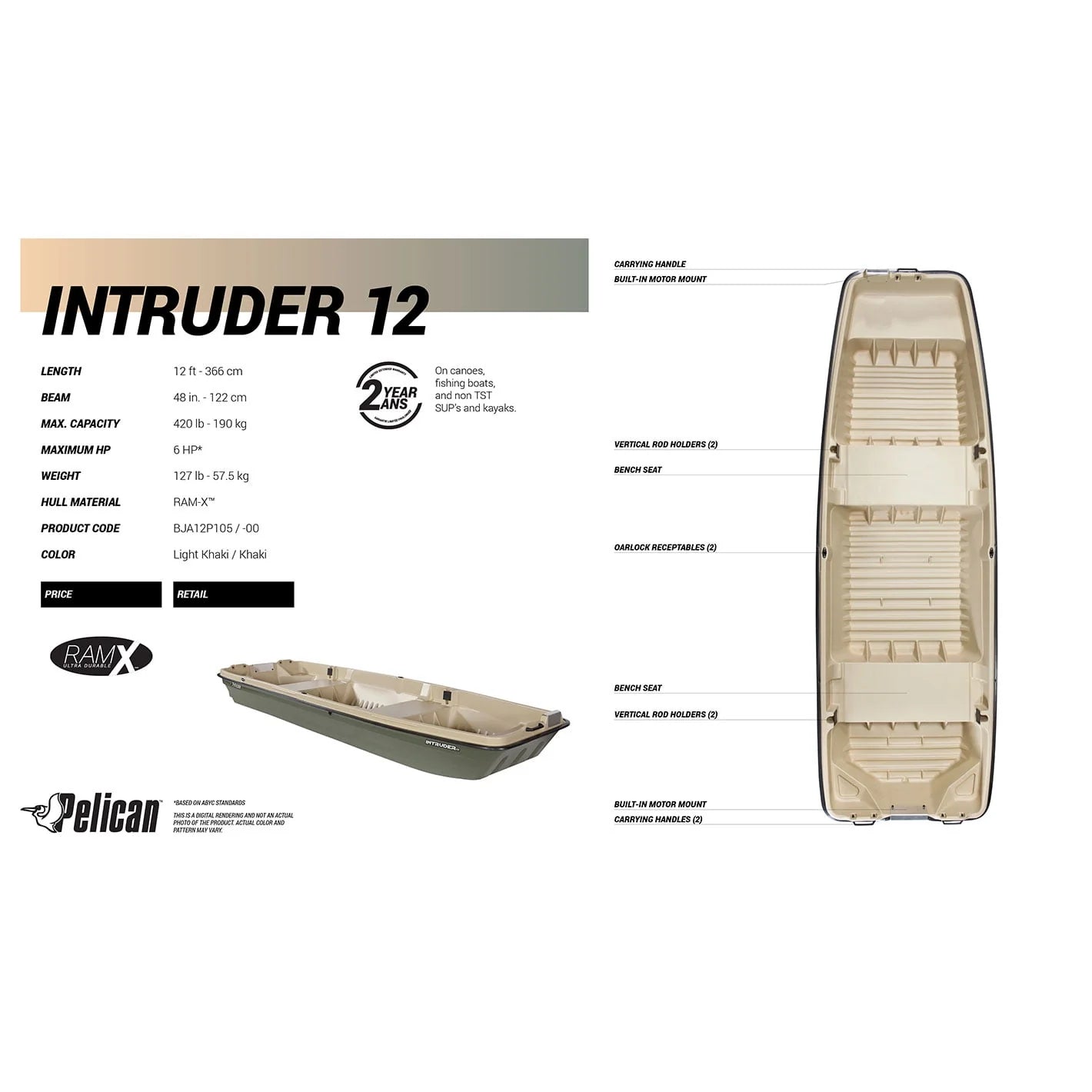 Pelican Intruder 12 fishing boat X842142