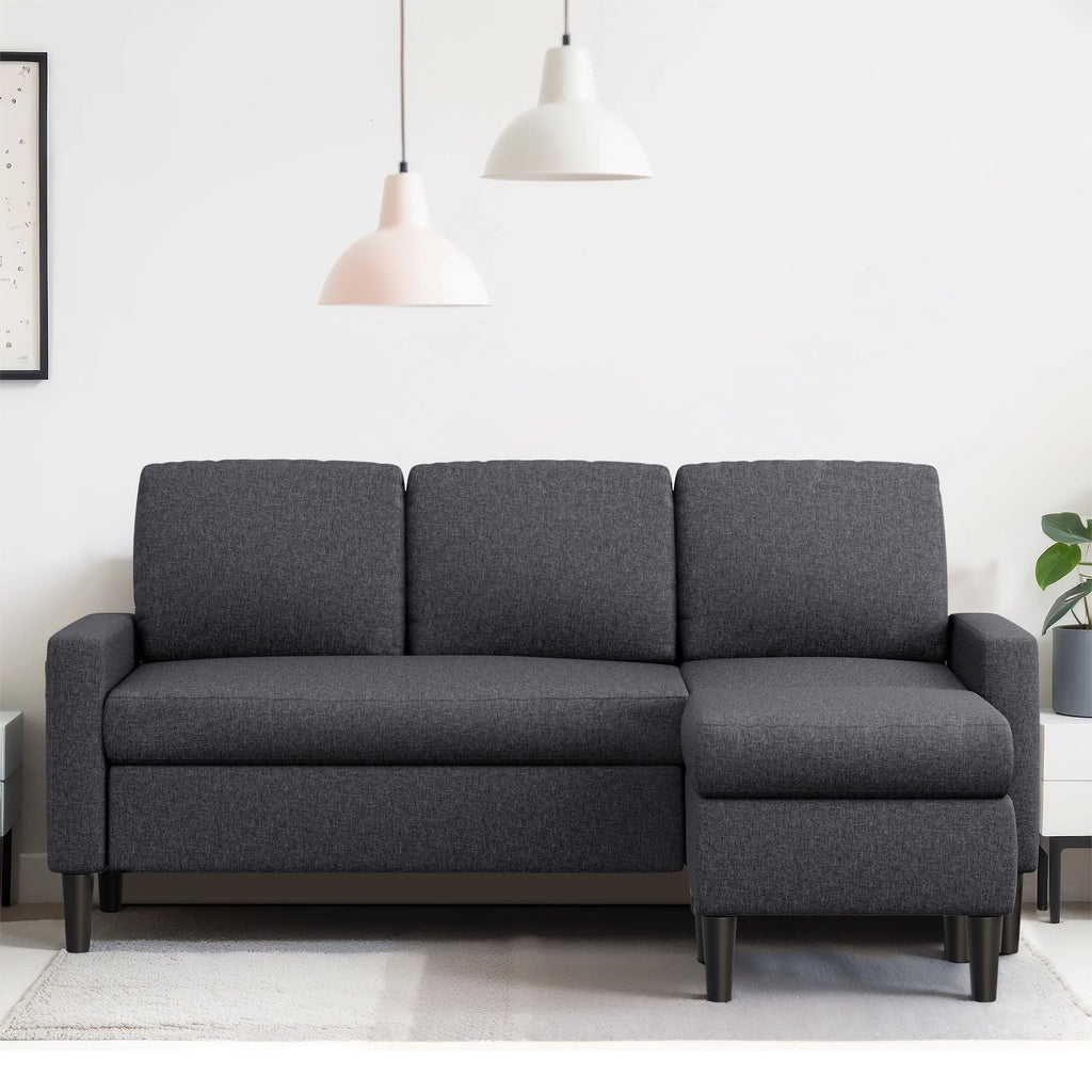 Walsunny Convertible Sectional Sofa Couch, L-Shaped with Reversible Chaise, Grayish Black A704