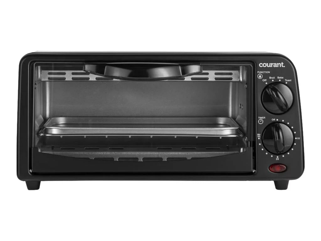 Courant TO-621K 2 Slice Compact Toaster Oven with Bake Tray and Toast Rack, Black Y37396