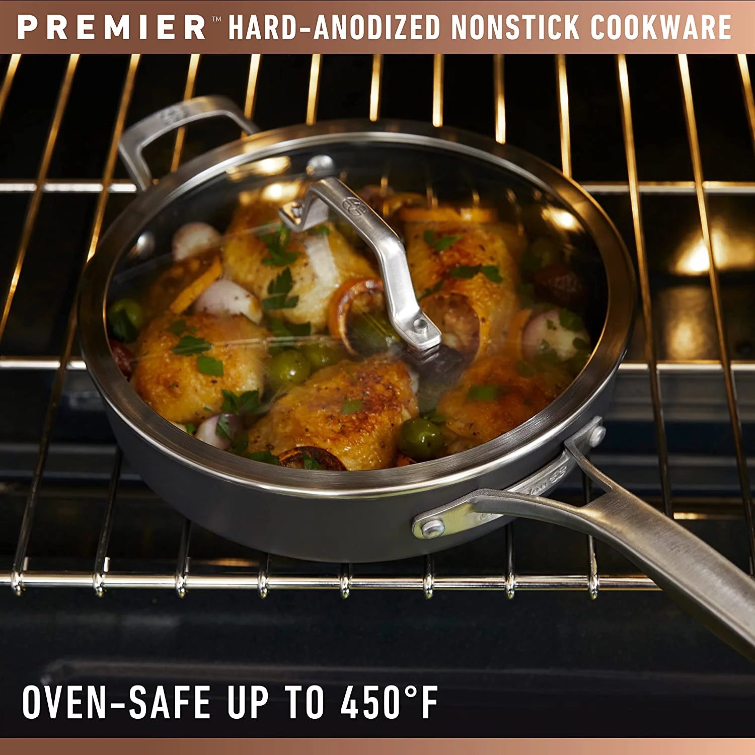 Calphalon Premier Hard-Anodized Nonstick 13-Inch Deep Skillet with Lid J976