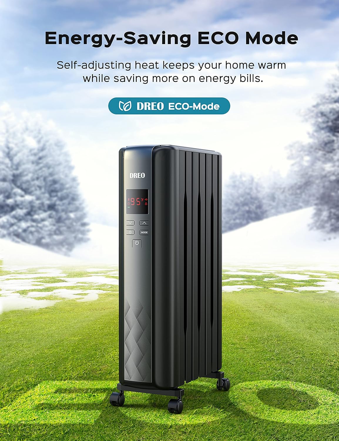 Dreo Radiator Heater, 1500W Electric Portable Oil Filled Heater with Remote Control Z522888