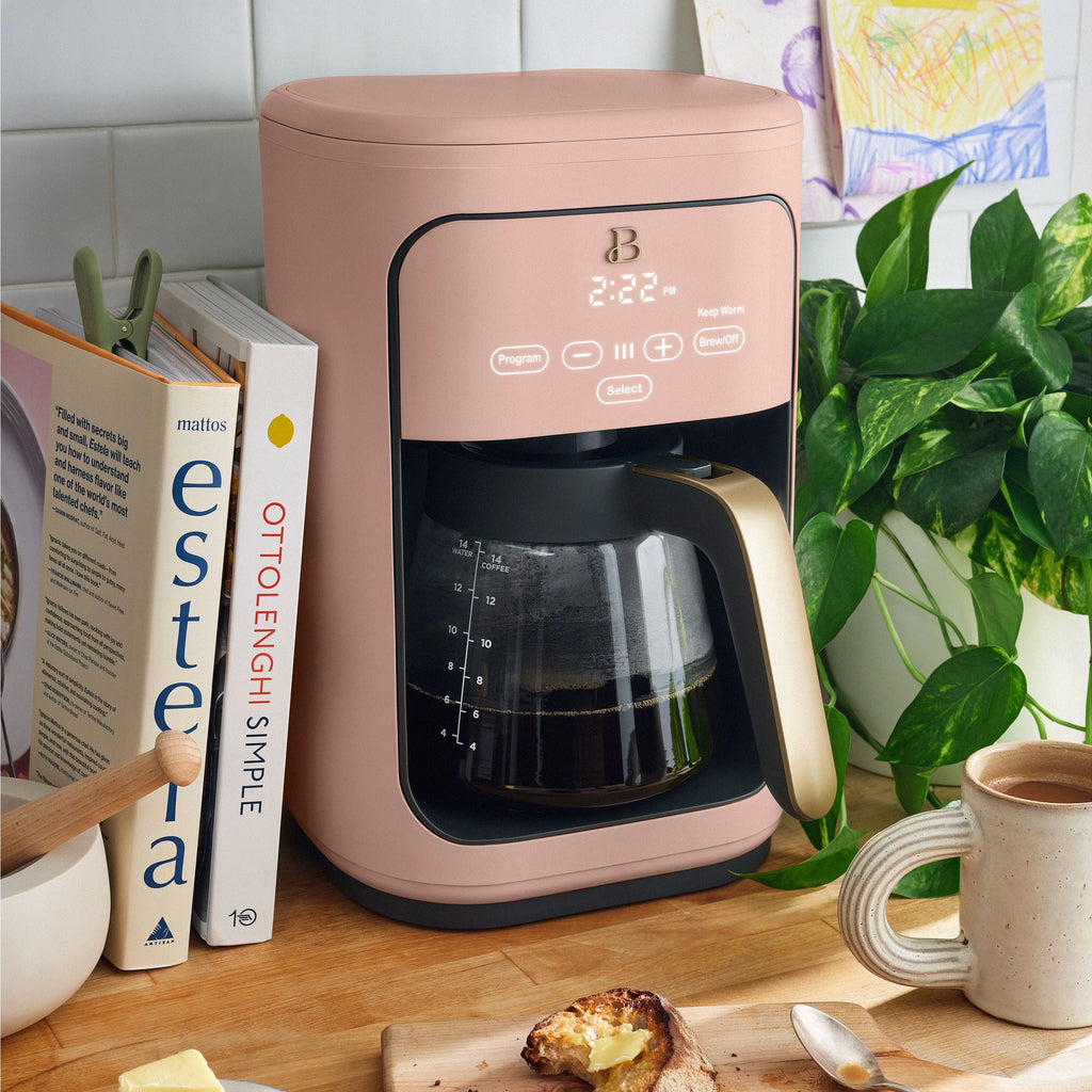 Beautiful 14-Cup Programmable Drip Coffee Maker with Touch Display, White Icing by Drew Barrymore F83994