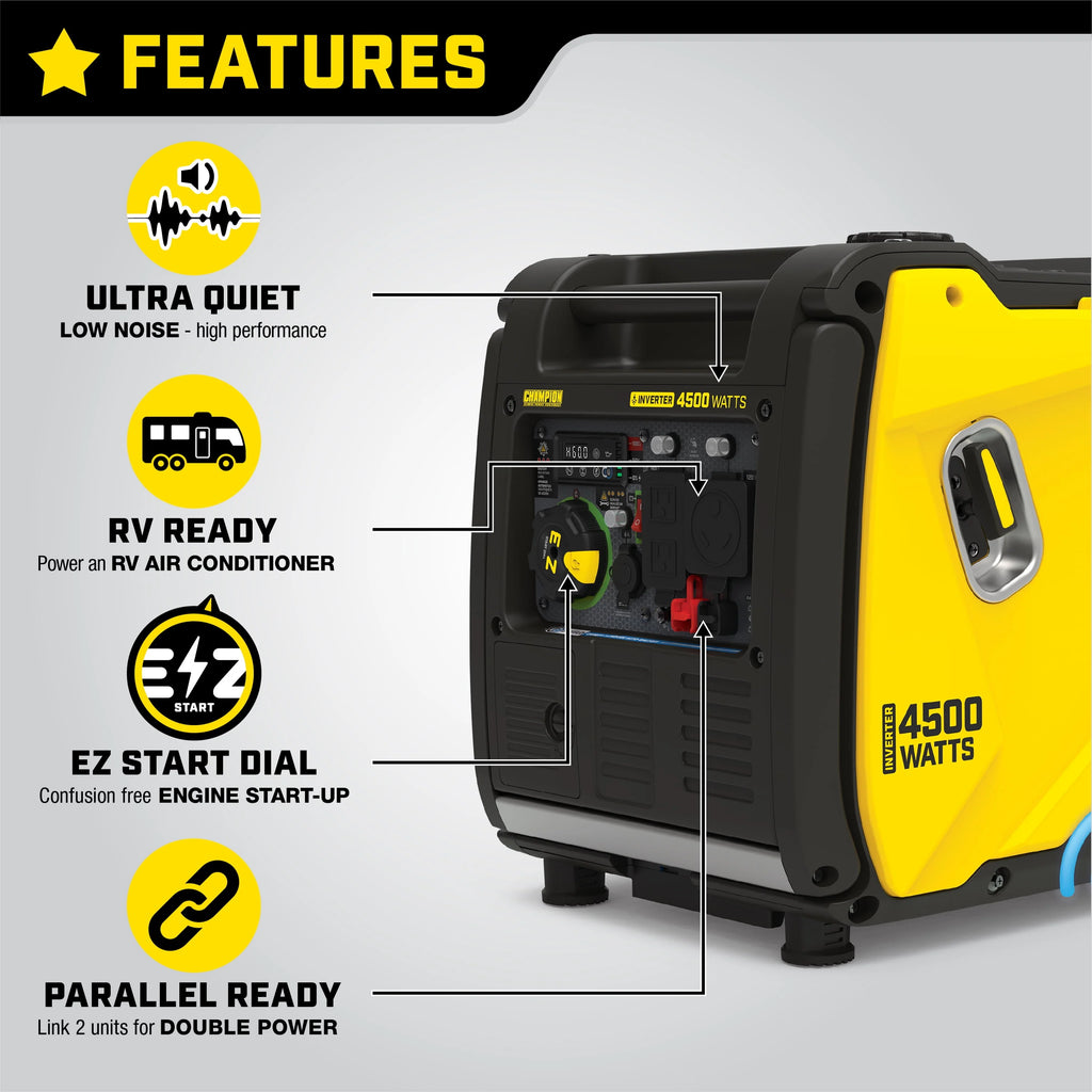 Champion Power Equipment 4500-Watt Inverter Generator with CO Shield E7417