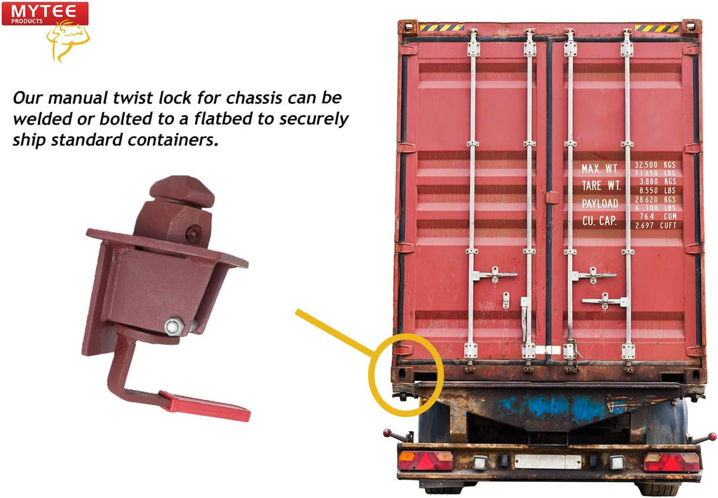Mytee Products Sea and Rail Shipping Container Manual Twist Lock Weld Type for Chassis (4 Pack) F44366