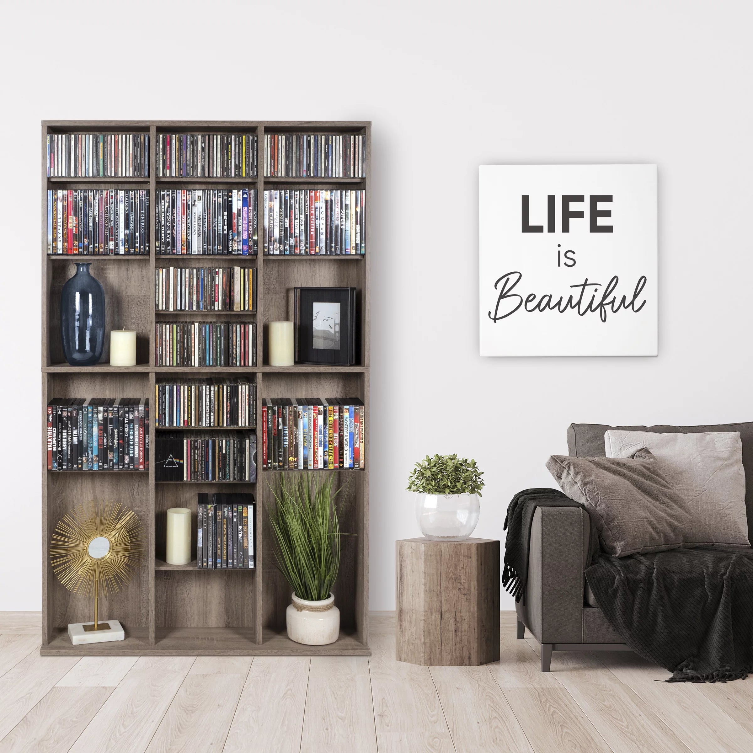 Atlantic Oskar Adjustable Wood Media Storage Bookcase, Espresso Q34005