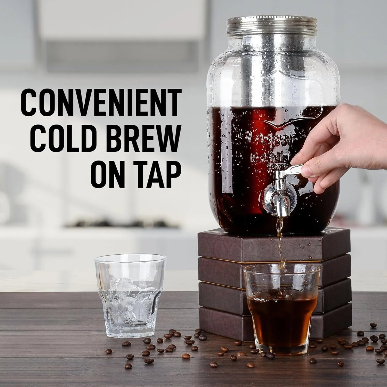 Zulay Kitchen 1 Gallon Cold Brew Coffee Maker with Glass Pitcher and Steel Filter S311521