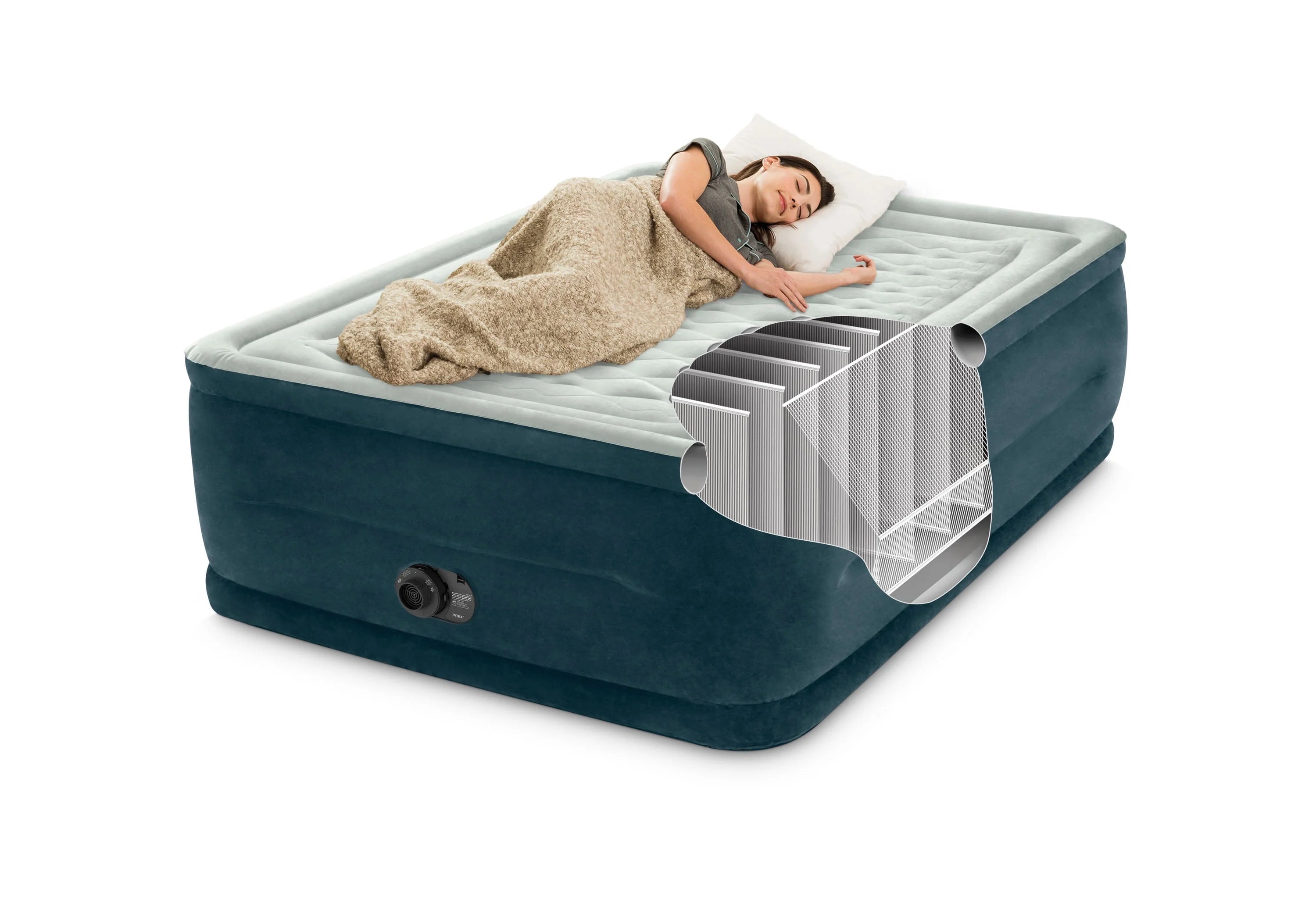 Intex Dream Lux Pillow Top Dura-Beam Airbed Mattress with Internal Pump, Full B359