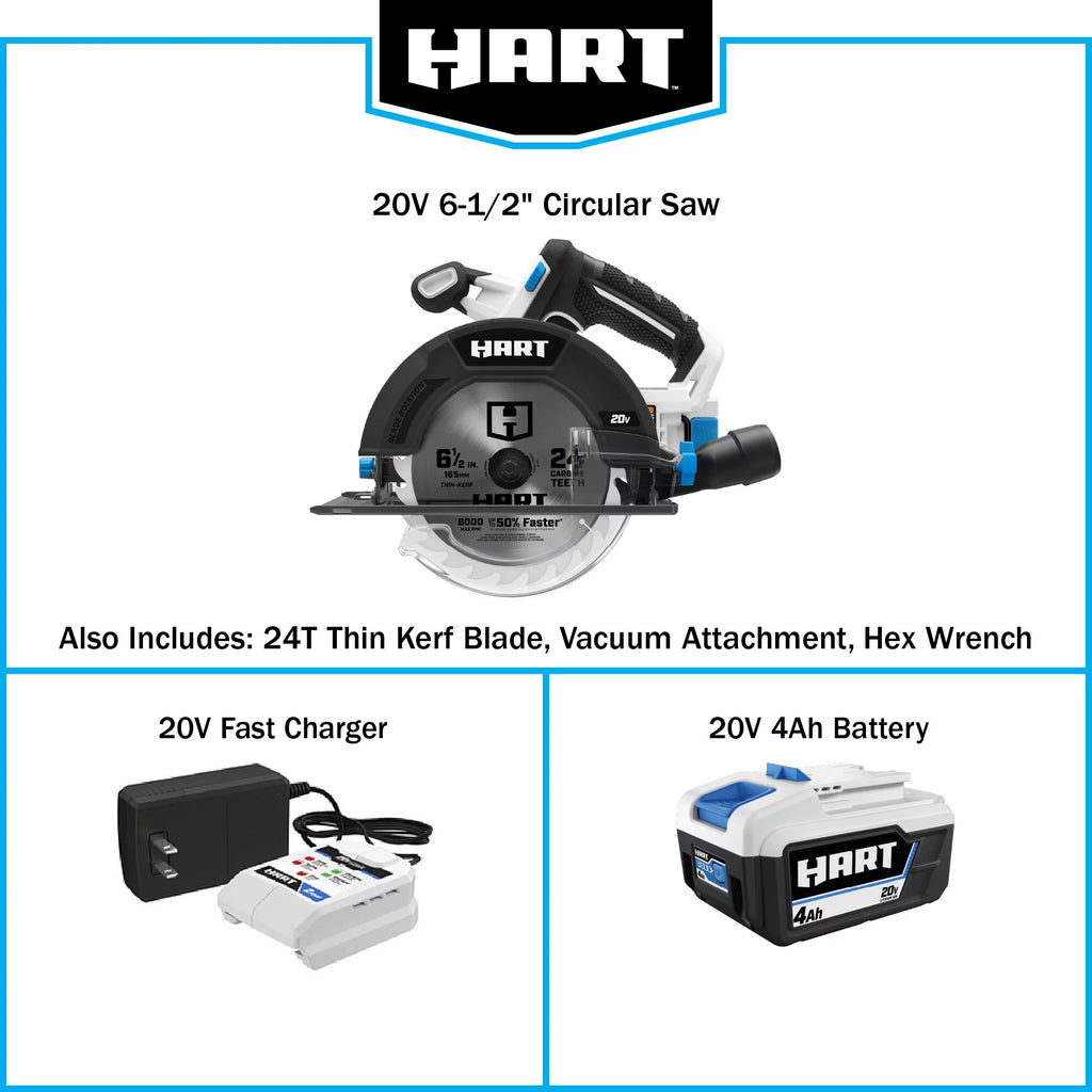 HART 20-Volt 6-1/2-inch Cordless Circular Saw Kit A236301