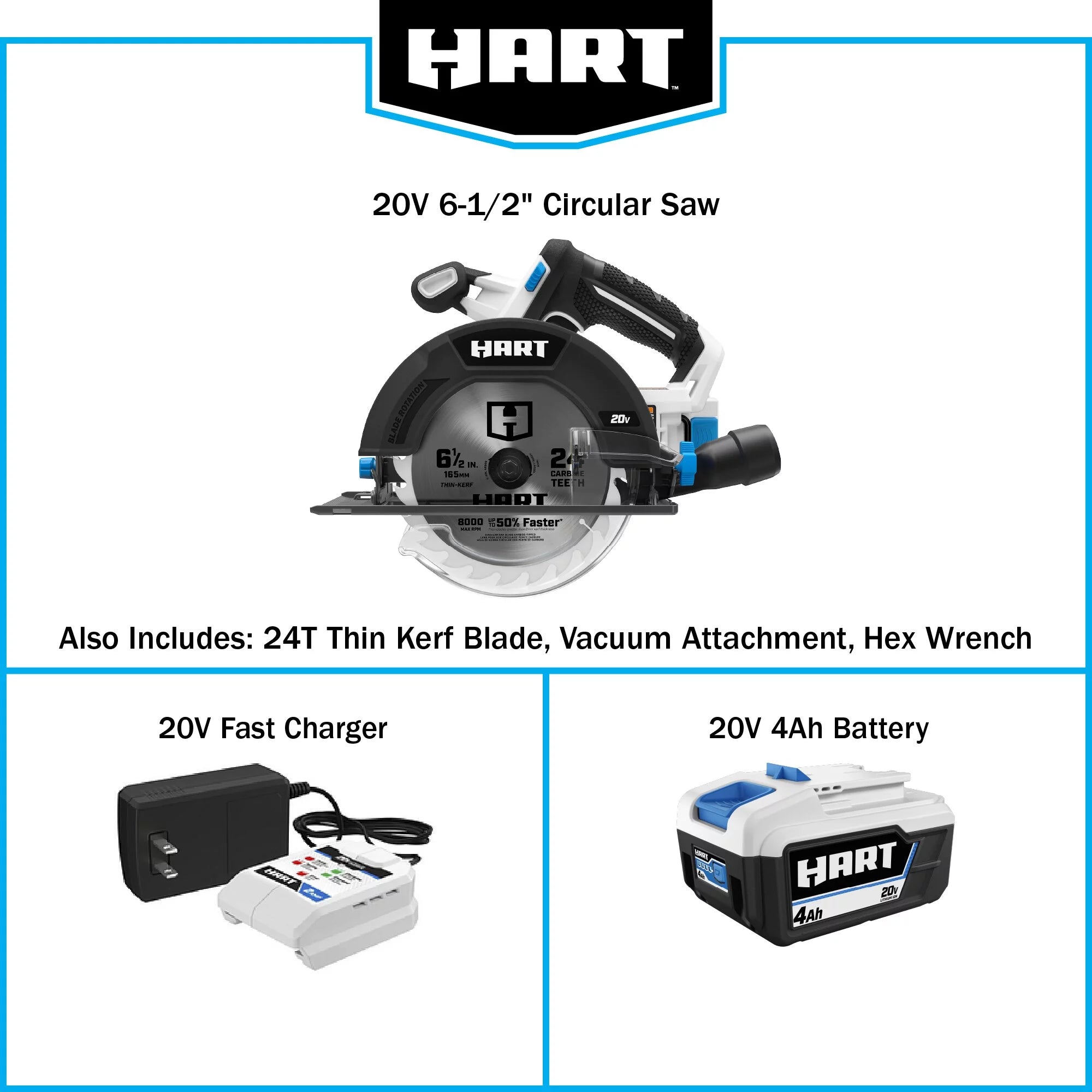 HART 20-Volt 6-1/2-inch Cordless Circular Saw Kit A236301