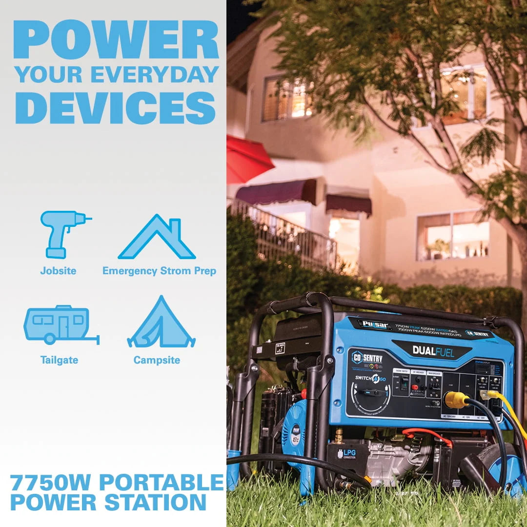 Pulsar 7,750-Watt Dual Fuel Portable Generator with Electric Start X1100