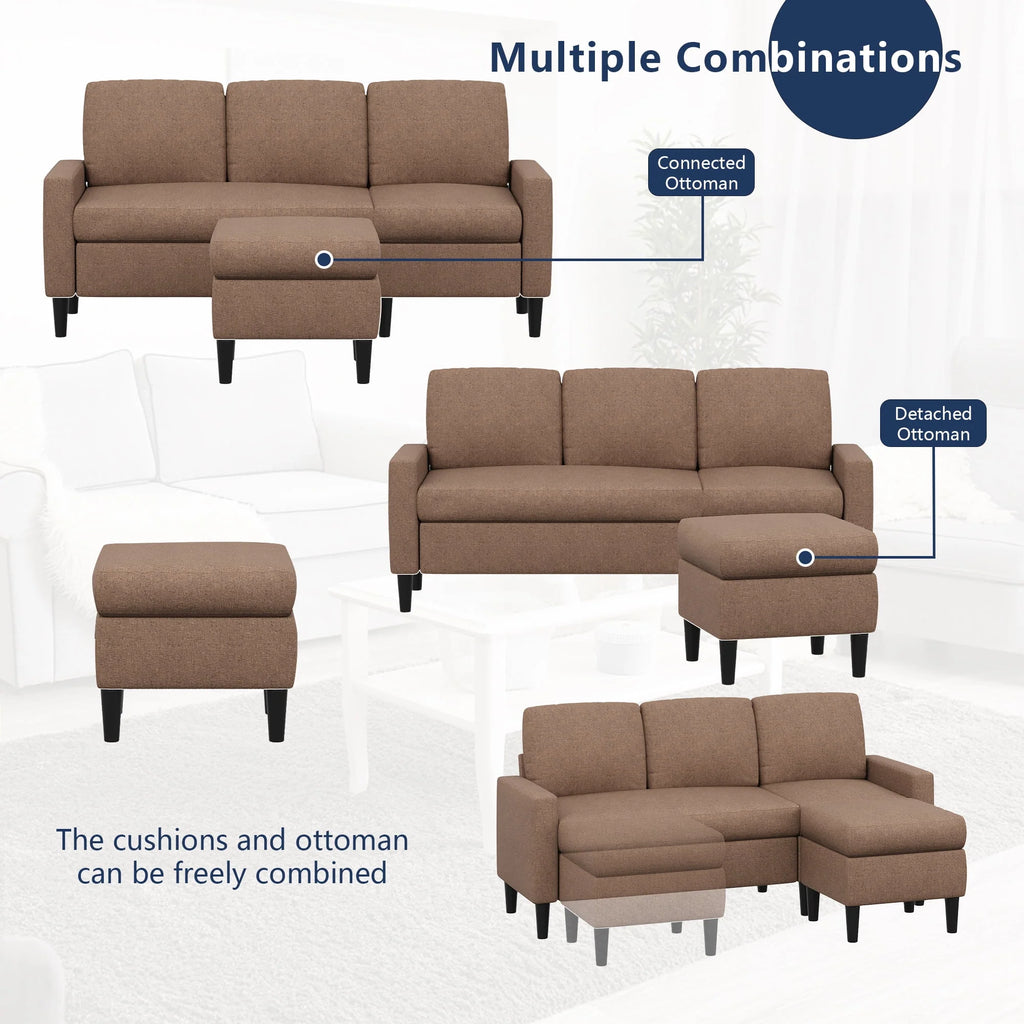 Walsunny Convertible Sectional Sofa Couch, L-Shaped with Reversible Chaise, Grayish Black A704