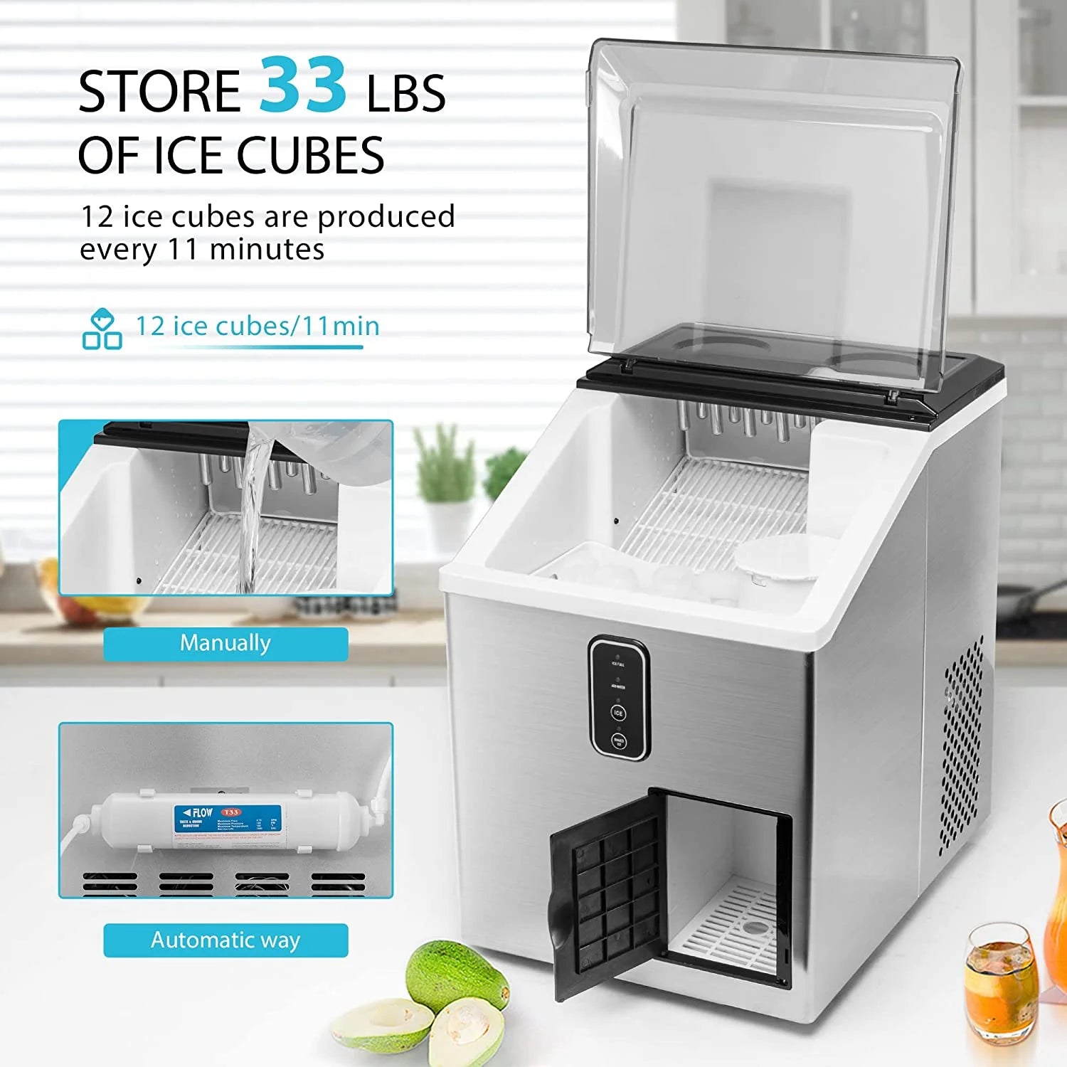 VIVOHOME 2 in 1 Countertop Ice Maker & Ice Shaver Machine A608