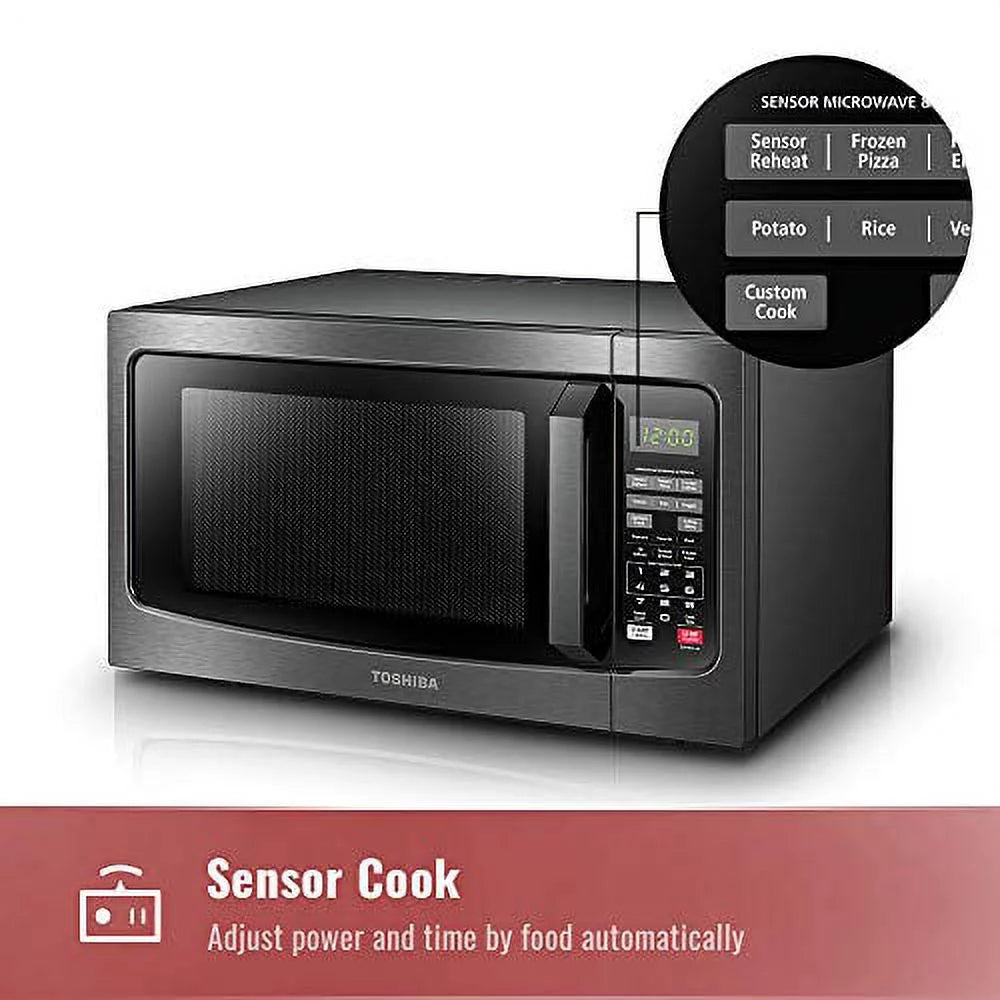 Toshiba EM131A5C-BS Microwave Oven, 1.2 Cu.ft, 1100W, Black Stainless Steel W384481