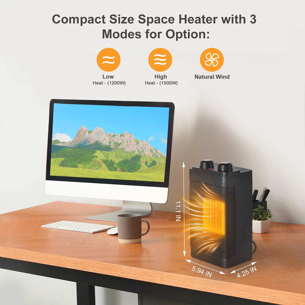 Portable Electric Space Heater 1500-Watt Ceramic Oscillating for Indoor Use T1914