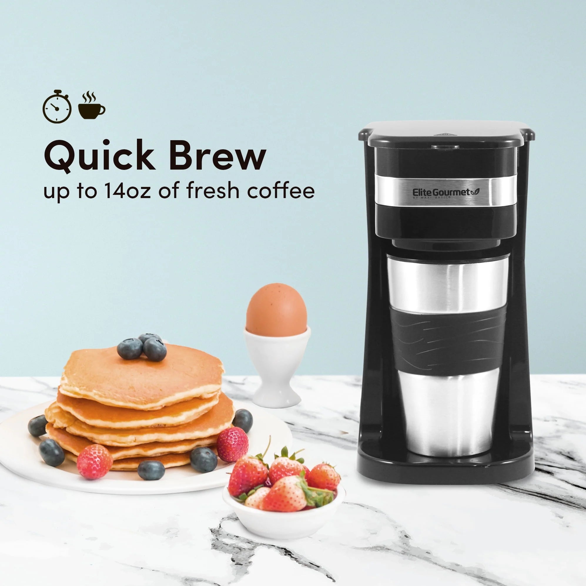 Elite Gourmet Single Serve Coffee Maker with Stainless Steel Mug C390002
