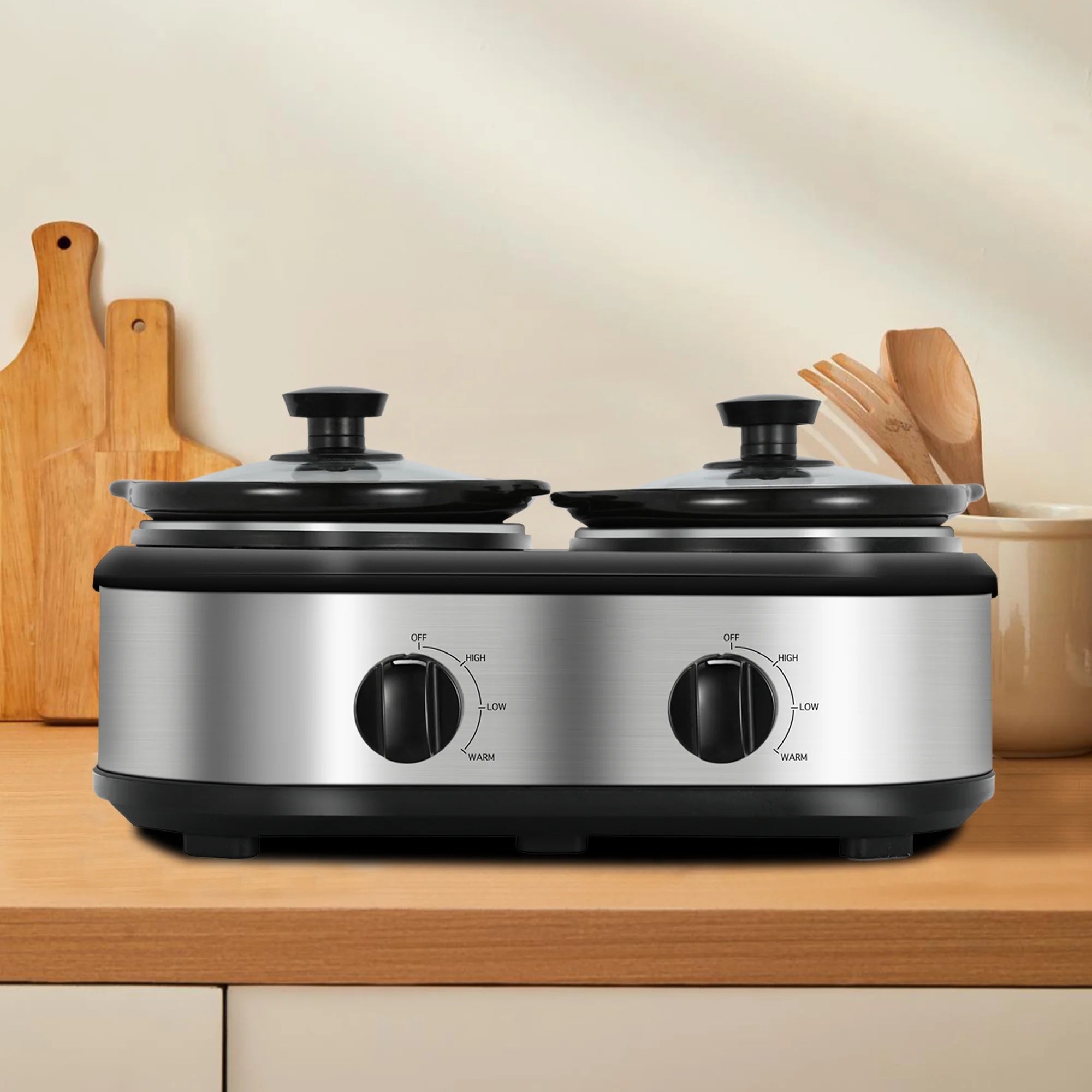 CozyHom 2.5QT Dual Pot Slow Cooker with Adjustable Temp R17780