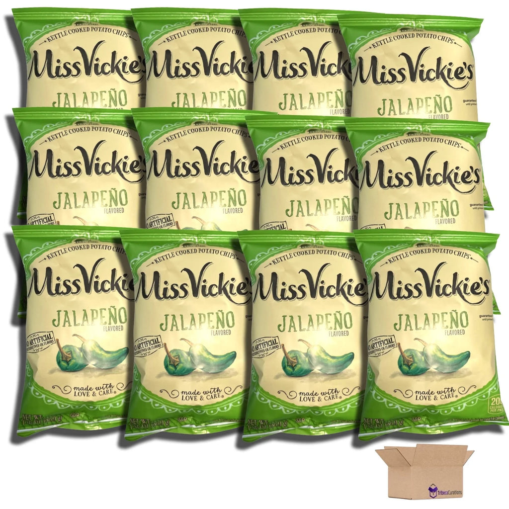 Ms. Vickie Jalapeno Kettle Cooked Potato Chips, 1.375 oz, 12-Pack with Tribeca Mints V98021