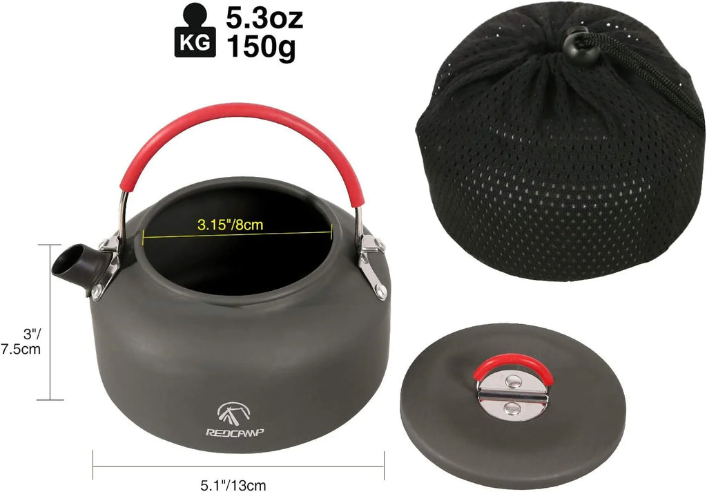 REDCAMP 0.8L Folding Camping Kettle with Carrying Bag A3528