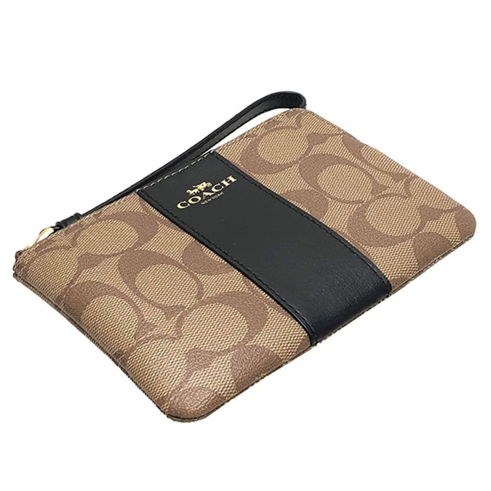 Coach Signature PVC Leather Corner Zip Wristlet Y887874