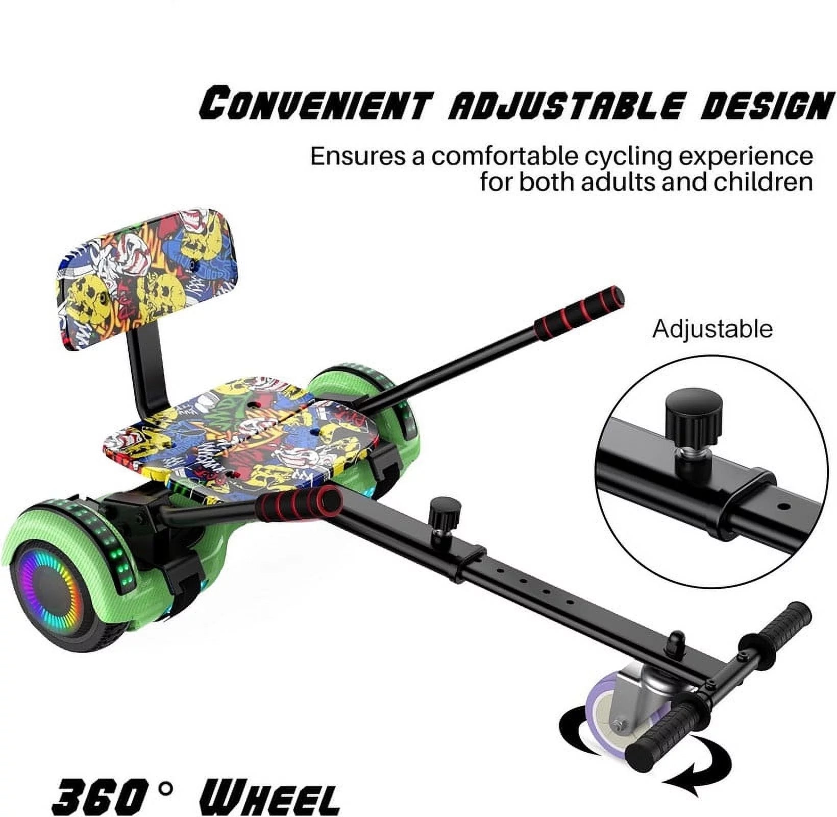LIEAGLE Hoverboard with Seat Attachment, 6.5 inch Self Balancing Scooter S62540