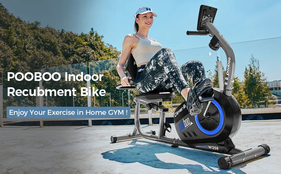 Pooboo Recumbent Exercise Bike Magnetic Resistance Indoor Cycling 380lb K92635