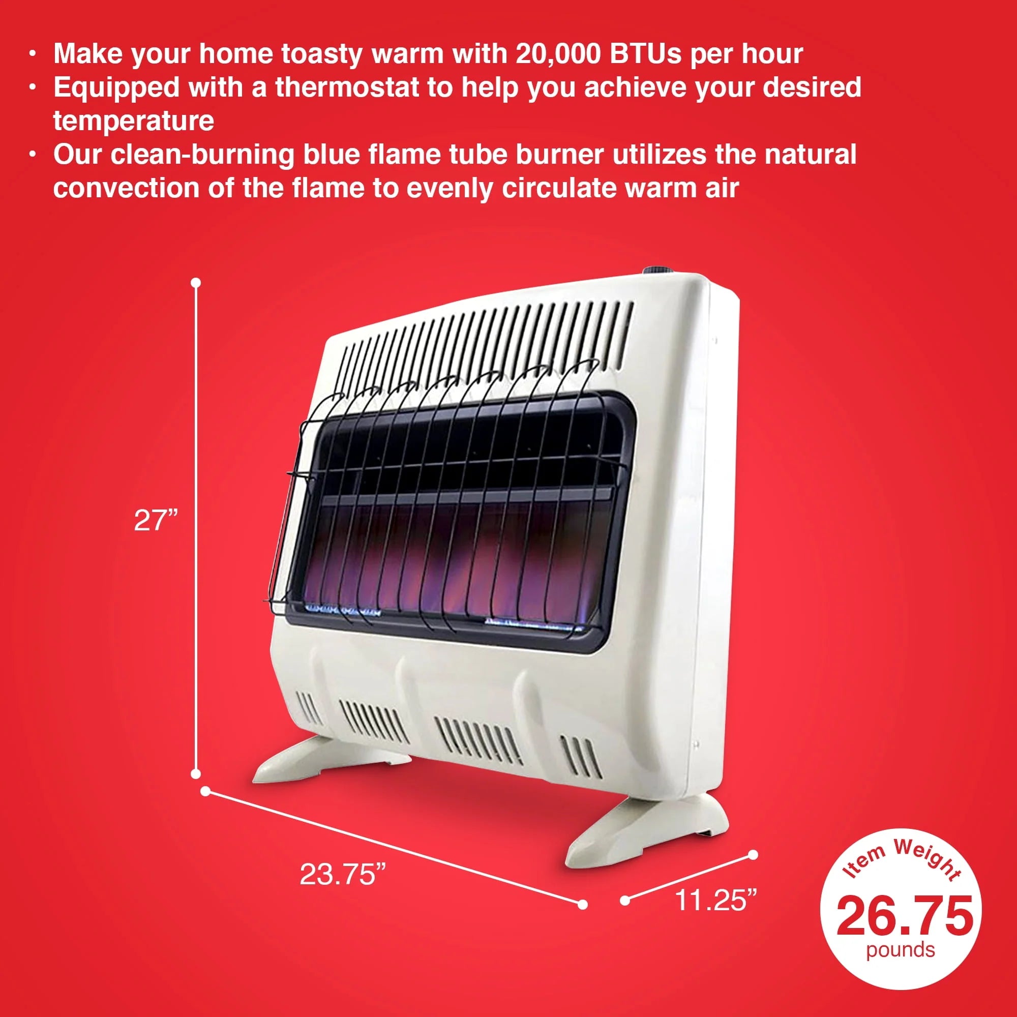 Mr Heater 20000 BTU Vent Free Blue Flame Propane Gas Indoor Heater T10690