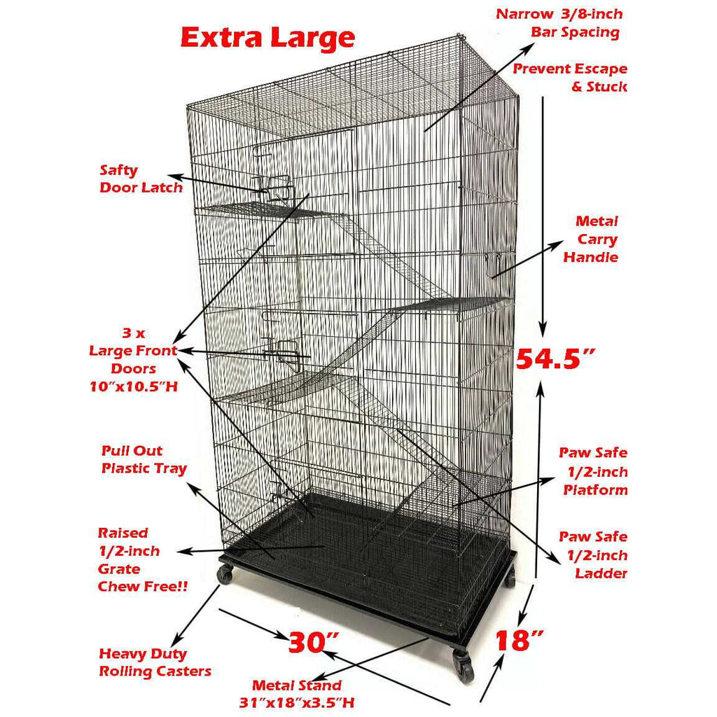 Mcage 55 Extra Large Rolling Stand Cage for Ferrets, Chinchilla & Small Critters K561