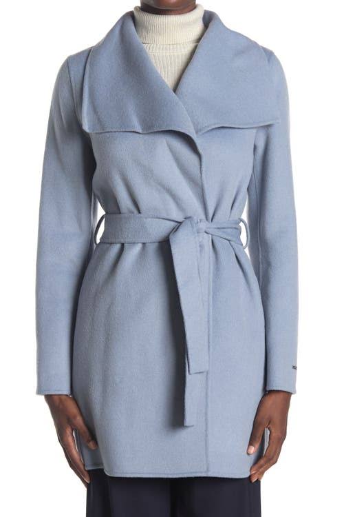 Tahari Ella Double Face Wool Coat Pale Blue XS M8523