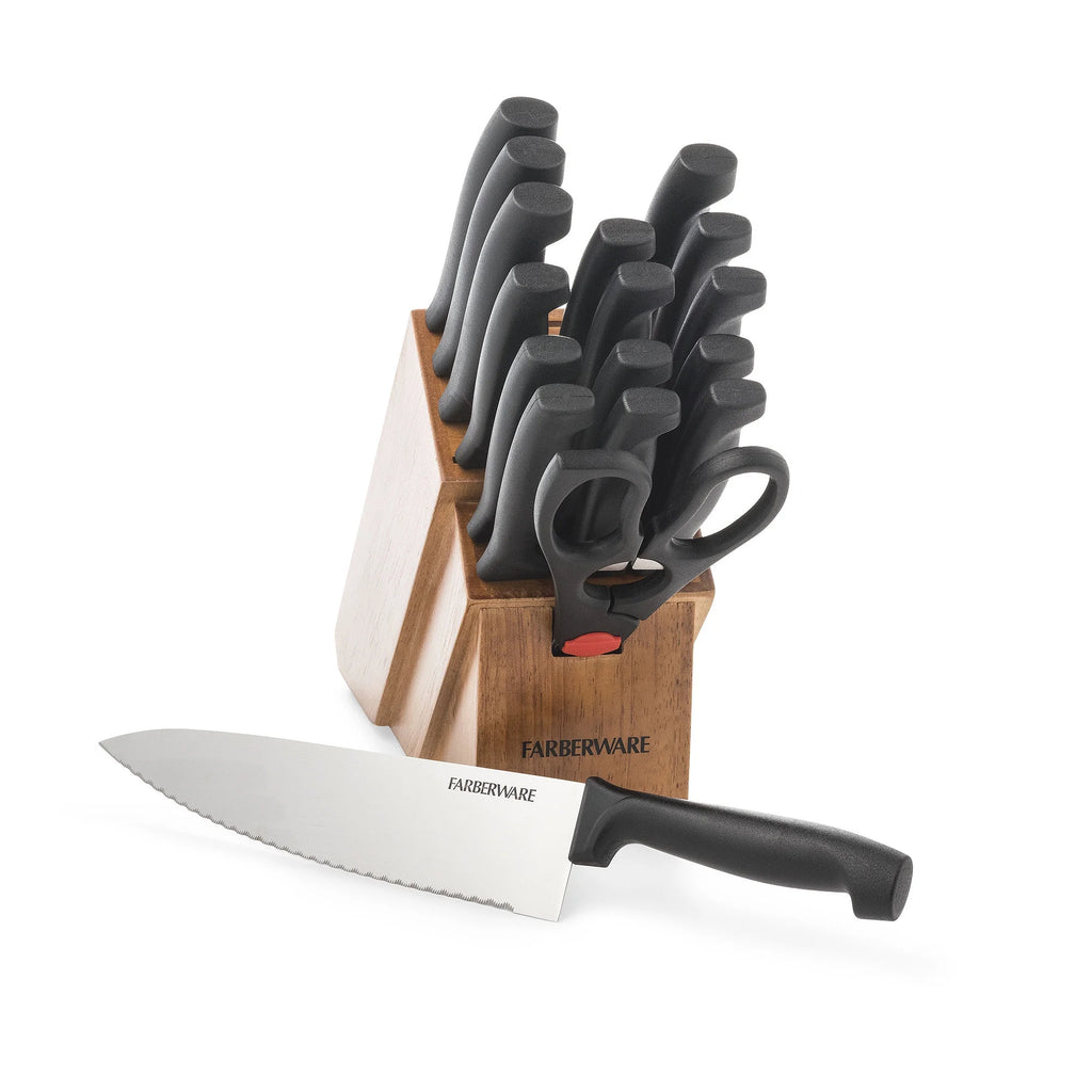 Farberware 18 Piece Stainless Steel Knife Set with Wood Block U718