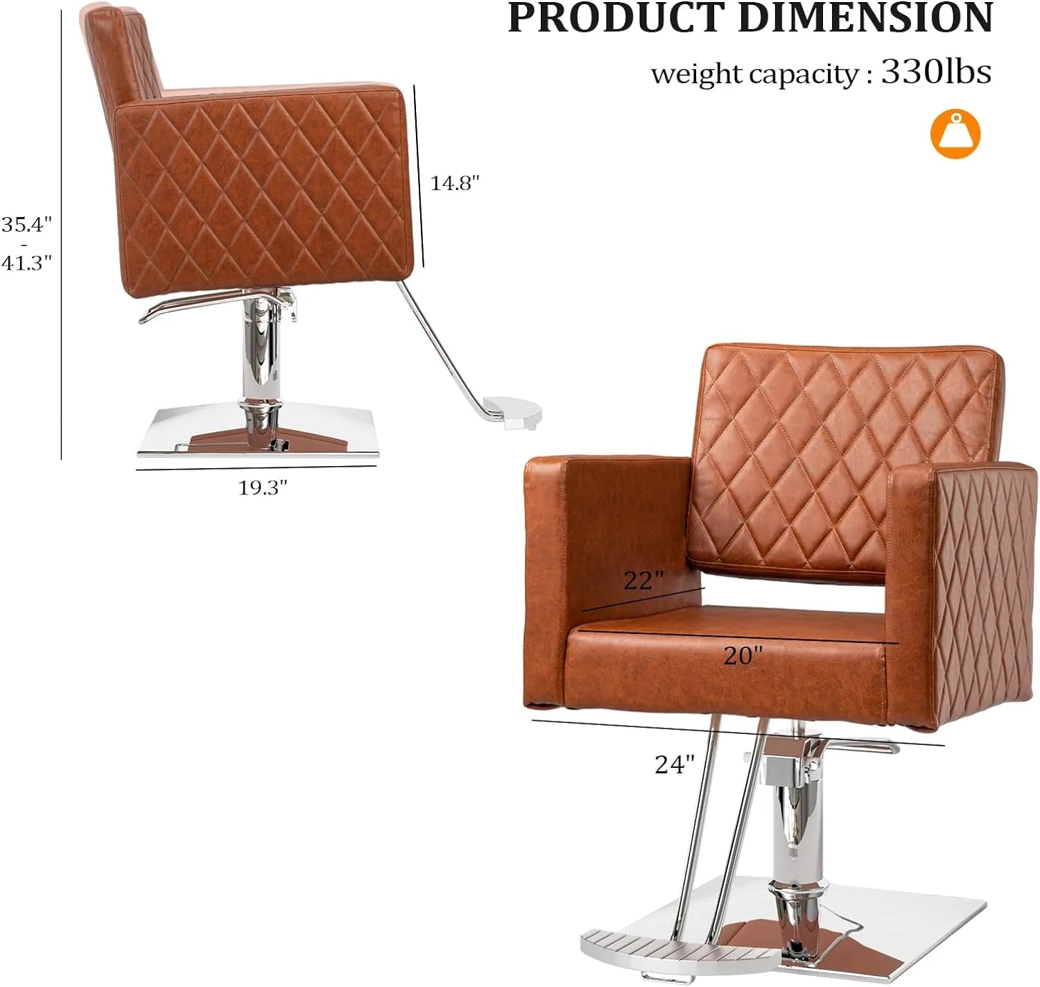 Salon Chair for Hair Stylist, Hydraulic Barber Chair with Aluminium Footrest, Brown M2726