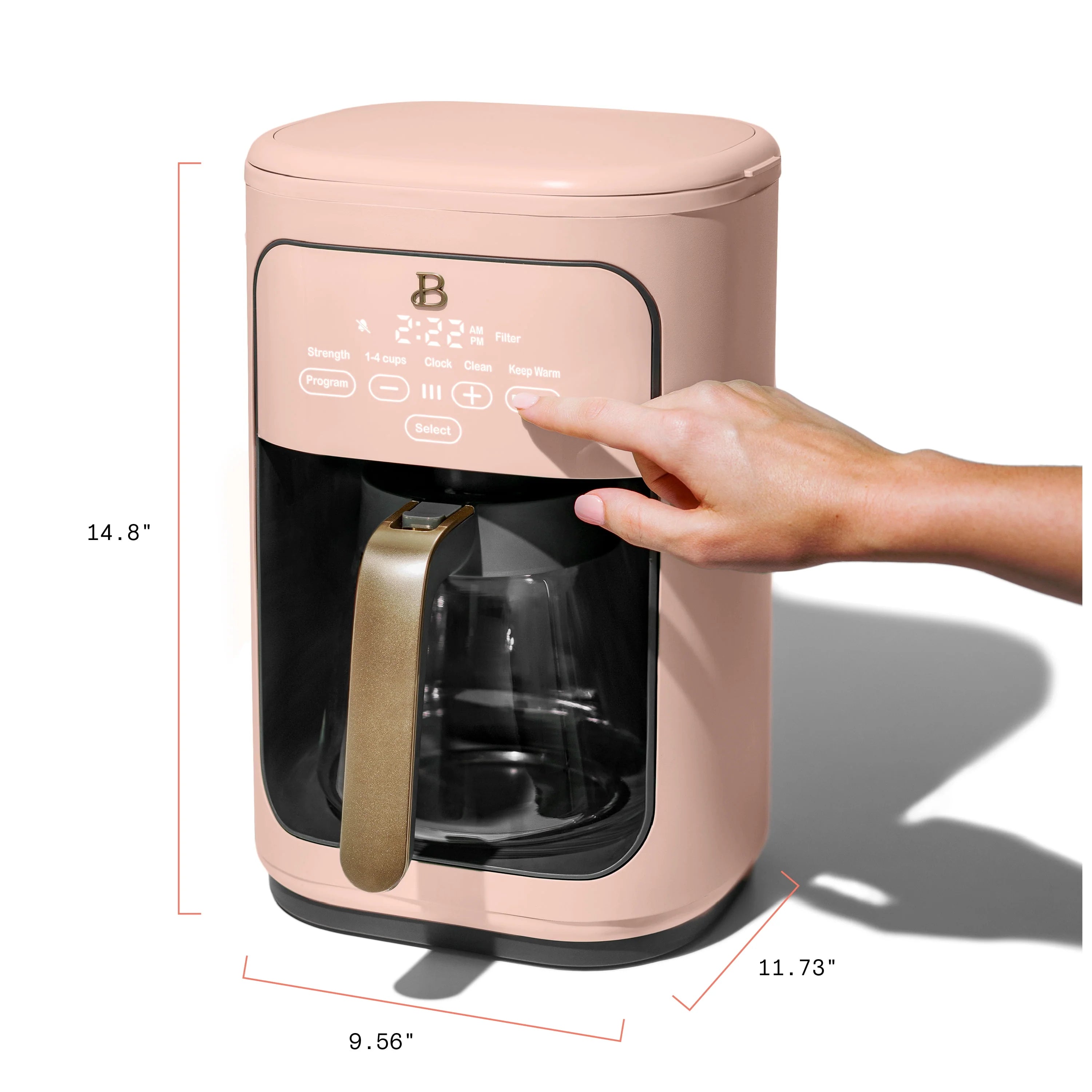 Beautiful 14-Cup Programmable Drip Coffee Maker with Touch Display, White Icing by Drew Barrymore F83994