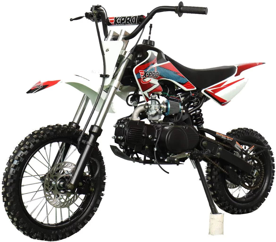 X-Pro Bolt 125cc Zongshen Engine Dirt Bike Pit Bike Youth Dirt Pit Bike with 4-Speed Semi-Automatic Transmission, Big 14"/12" Tires!