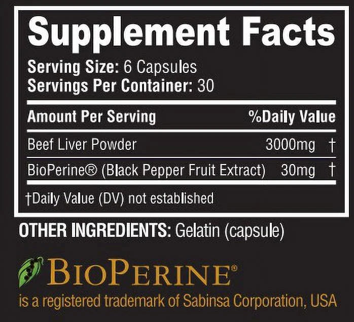 Wellness Primal Beef Liver Supplement Desiccated Grass Fed, 180 Capsules (3 Bottle) J4604