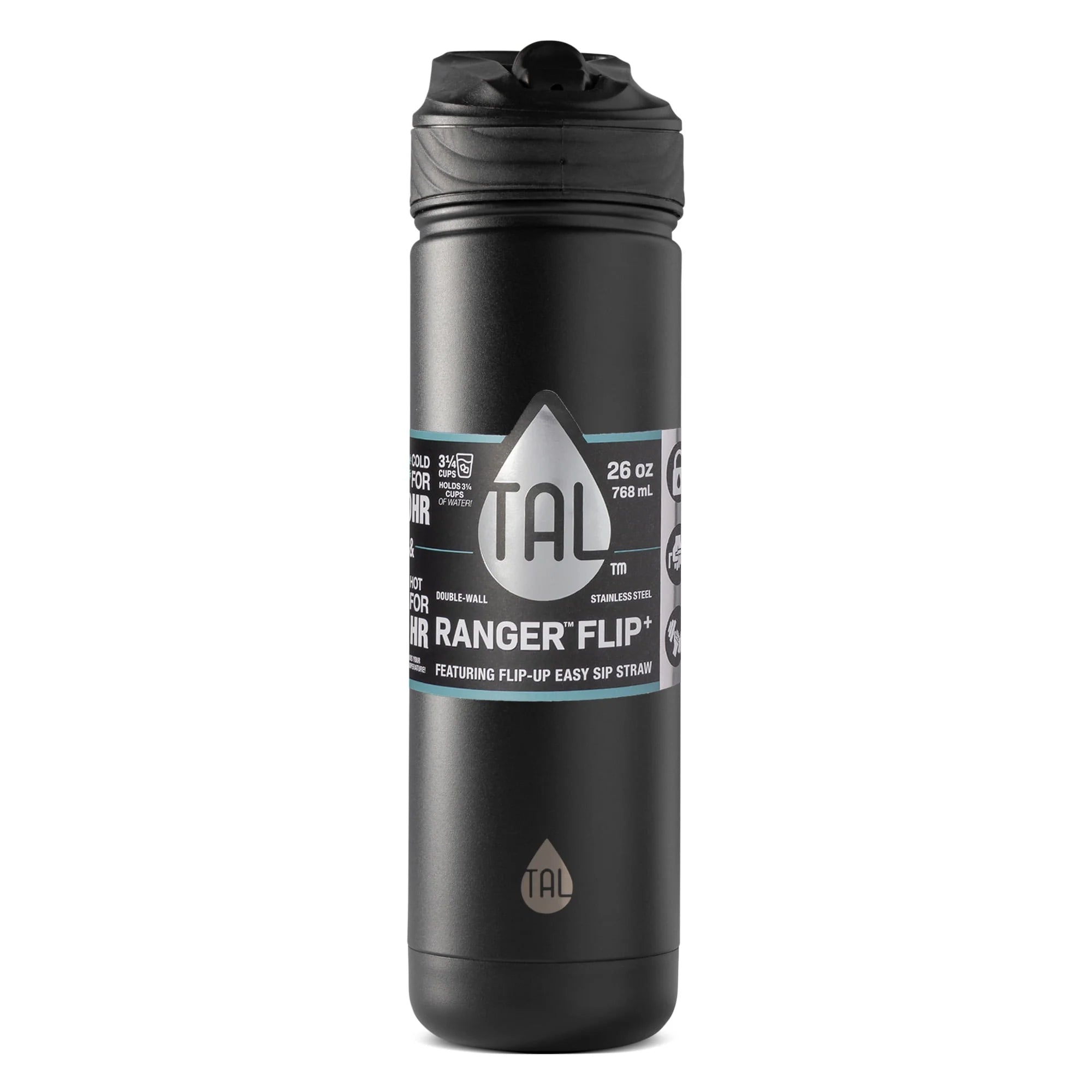 TAL Stainless Steel Ranger Water Bottle 26 oz, Black K660538